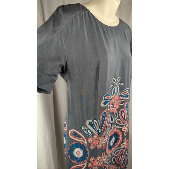 Boden Limited Edition Paisley Shift Dress Gray Short Slv Soft Bohemian Boho S 4 - Picture 2 of 5